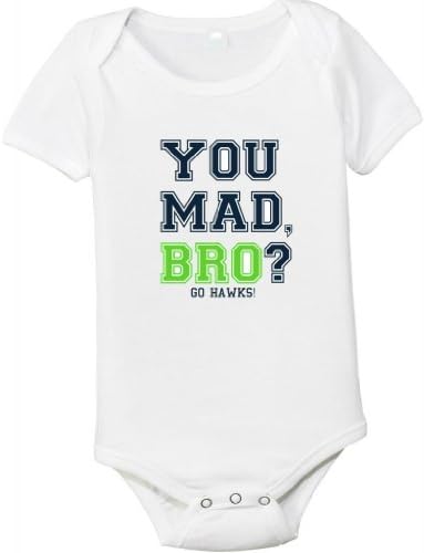Seattle Seahawks "You Mad, Bro?" One-piece Baby Shirt/Bodysuit (12-18 Months)