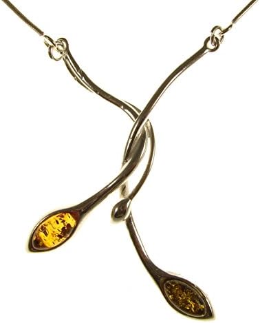 14" inch/35cm BALTIC AMBER AND STERLING SILVER 925 LADIES EXTENDABLE DESIGNER MULTI-COLOURED PENDANT NECKLACE JEWELLERY JEWELRY WITH STERLING SILVER 925 STAMPED ITALIAN DESIGNER SNAKE LINK STYLE CHAIN WITH SPRING RING CLASP-N022