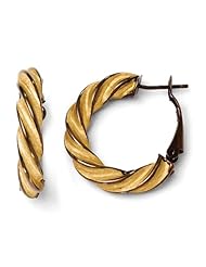 14k rhodium plated yellow gold Leslies with Chocolate Twisted Hoop Earrings