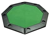 Padded Octagon Folding Poker Table Top with Cup Holders - Green