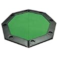 Padded Octagon Folding Poker Table Top with Cup Holders  Green