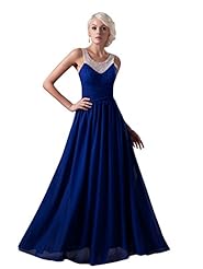 A-line Chiffon Natural   Waistline Floor Length Scoop Neck Beaded Lace Prom Dress 