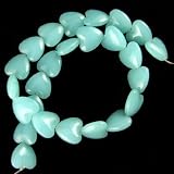 14mm blue chalcedony quartz heart beads 13" strand