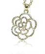 Gold Crystal Flower Pendant Necklace Fashion Jewelry 26"