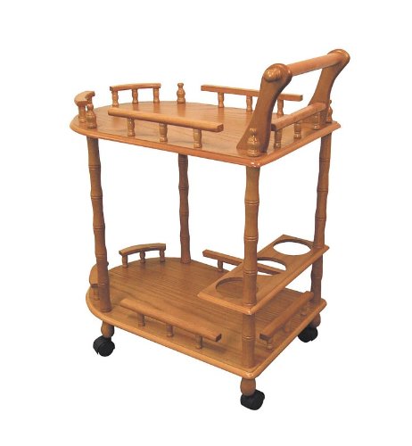 Wooden Kitchen Island Cart in Warm Oak Finish