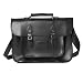 Faux Leather Traditional Vintage Style School Satchel Bag in Black