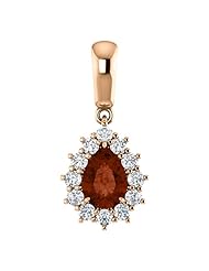 18K Rose Gold 7.00x5.00mm Pear Cut Mozambique Garnet and Diamond Pendant -- LIFETIME WARRANTY