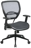 Black Vinyl Modular Guest Chair with Cherry Finish
