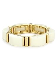 Anne Klein "EXCELSIOR" Faceted Ivory Stretch Bracelet