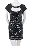 Minuet Cut Out Shapes Sequin Cocktail Party Dress Black Medium