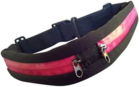 Running Belt is a Fanny Pack for Men or Women, with Two Expandable Pockets to Protect Phone and Keys, Cards during Exercise Activity; Adjusts to Fit 28 to 49 Inches (Pink)