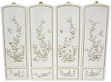 mark down feb 2011 - 36" Birds & Flowers Chinese White Lacquer Wall Plaques (Set of 4)
