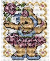 Bulk Buy: Tobin Needle Crafts (2-Pack) Ballerina Bear Counted Cross Stitch Kit 2.5'X3.5' 18 Count DW602