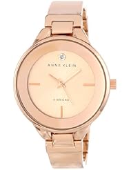 Anne Klein Womens AK/1410RGRG Genuine Diamond Dial Rose Gold-Tone Bangle Watch