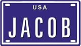 JACOB USA BIKE LICENSE PLATE. OVER 400 NAMES AVAILABLE. TYPE IN 