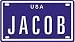 JACOB USA BIKE LICENSE PLATE. OVER 400 NAMES AVAILABLE. TYPE IN 
