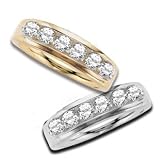 14K White Gold Man's Comfort Fit Diamond Band - 1.00 Ct.