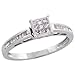 14 Karat Weissgold Radiantschliff Diamanten Ring, mit 0.40 Karat Baguetteschliff & unsichtbare Diamanten, (5mm) breit