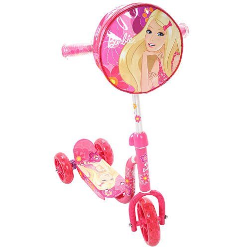 Barbie Super Cute Girls 3 Wheel Beginner Scooter with Stylized Bag for Girls Ages 3 to 5 Years