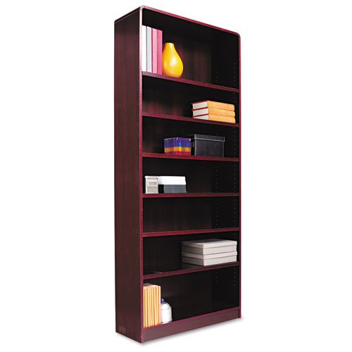 Black Friday Alera Radius Corner Bookcase, Wood Veneer, 7-Shelf, 36w x 12d x 84h, Mahogany Deals