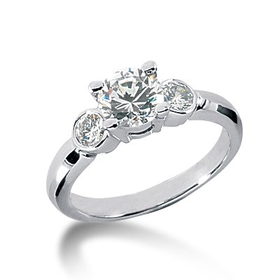 1.50 Ct Diamond Engagement Ring Solitaire 14k White Gold Round Cut Bezel Style SI3 H