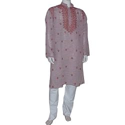 Men Cotton Clothing Embroidered Kurta Pajama Size L (chgkp033)