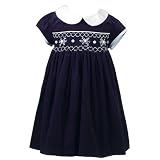 Infant Baby Toddler Girl NAVY Smocked Holiday Christmas Dress BONNIE JEAN 12M-4T