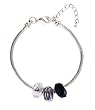 "Pandora" Style (B336) Starter Bracelet + 3 Beads - 8.25" (21 cms) - Silver Tone Metal ~ Black & White and Clear