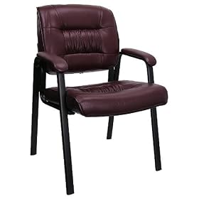 Guest Chair Visitors Chair - Contemporary Side Chair with Burgundy Leather - BT-1404-BG-GG by Office Furniture in a Flash