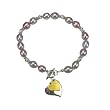 Silver Twist Lavender Cultured Pearl Bracelet w. Double Heart Shaped Charm