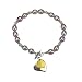 Silver Twist Lavender Cultured Pearl Bracelet w. Double Heart Shaped Charm