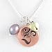 Copper Om Pendant with Brass Heart and Pearl on 16 Box Chain, #8682