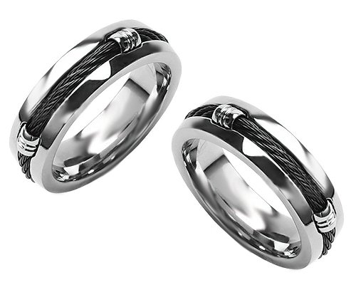 Titanium Wedding Ring for Men with Carbon-Fiber Rope Inlay Size 13 – Keen