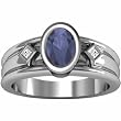 14K White Gold Iolite and Diamond Ring