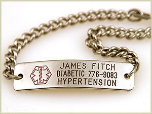 Personalized MEDICAL Bracelet: stainless steel bracelet custom engraved with your information.
