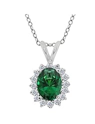 Carlo Bianca Green 925 Sterling Silver Pendant Made With Swarovski Zirconia 18"