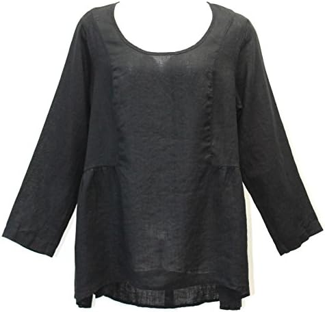 Flax Designs Women's Play In It Linen Tunic Oversized L 1X 2X 3X (3X / 3G, Black )