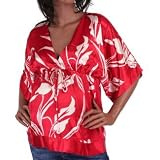 Red Tan Satin Short Sleeve Maternity Shirt