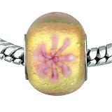 Champagne Yellow Lampwork Murano Glass Pugster Beads