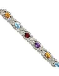 Sterling Silver Rainbow Semi-Precious & Cz Bracelet