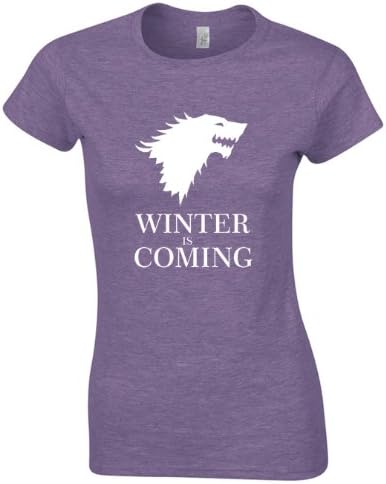 WINTER IS COMING SHIRT GAME OF THRONES WOMENS SHIRT (M, Heather Purple)