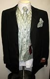 Compare Prices of mens tux vests-New Men's Seven Piece Complete Black Tuxedo (Jacket, Pants, Shirt, and Cummerbund) with Green Paisley Vest, Tie, and Handkerchief