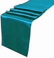 LA Linen™ 12x108-Inch Satin Table Runner, Light Teal. Made In USA.