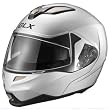 GLX DOT Full Face Modular Flip Up Motorcycle Helmet Silver Large
