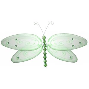 13 Green Glitter Dragonfly nylon hanging ceiling wall baby nursery room wedding decor... by Bugs-n-Blooms