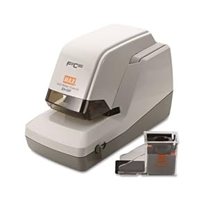 Max Products - Max - EH-50F Heavy-Duty Flat Clinch Electric Stapler, 50 Sheet Cap. - Sold As 1 Each - Ultra-quiet, ultra-efficient motor-driven mechanism staples up to 5,000 times without reloading. - Flat-clinch staple closes flat so papers stack neatly 