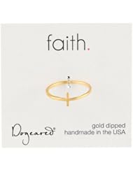 Dogeared Sterling Silver Faith Small Sideways Cross Ring