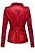 Belted Babydoll Faux Leather Trenchy Coat Jackets,065-Red,Large