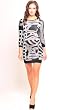 Contrast Trimmed Scoop Neck Print Dress