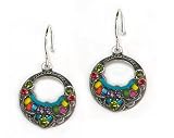Firefly Hoop Mosaic Dangle Earrings with Multi-Color Crystals